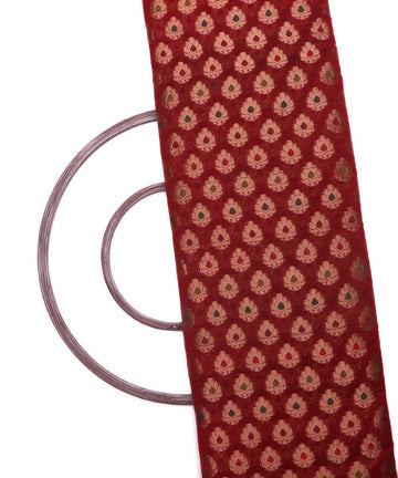 wine golden tree design chanderi silk fabric